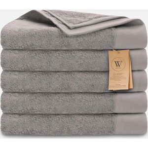 Walra Handdoekset Remade Cotton 70x140 set van 5 stuks - Taupe - 70% gerecycled Katoen / 30% Katoen 550 gr/m²