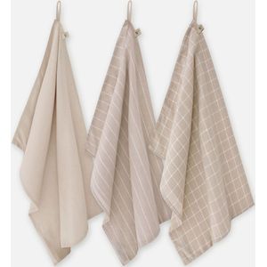 Keukenset Lovely Linen Naturel 3x 50x70