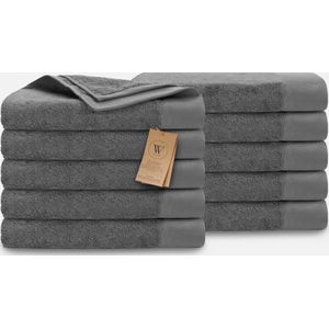 Walra Handdoekset Remade Cotton 70x140 set van 10 stuks - Grijs / Antraciet - 70% gerecycled Katoen / 30% Katoen 550 gr/m²