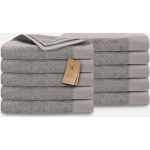 Walra Handdoekset Remade Cotton 70x140 set van 10 stuks - Taupe - 70% gerecycled Katoen / 30% Katoen 550 gr/m²