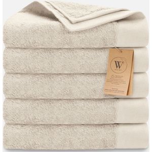 Walra Handdoekset Remade Cotton 60x110 set van 5 stuks - Beige - 70% gerecycled Katoen / 30% Katoen 550 gr/m²
