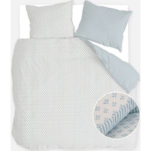 Walra - Warm Whispers - Dekbedovertrek - 200x220 cm - Lits-jumeaux - Off White / Blauw - 100% Flanel Katoen