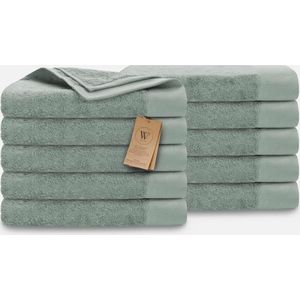 Walra Handdoekset Remade Cotton 70x140 set van 10 stuks - Jade - 70% gerecycled Katoen / 30% Katoen 550 gr/m²