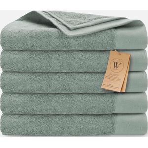 Walra Handdoekset Remade Cotton 70x140 set van 5 stuks - Jade - 70% gerecycled Katoen / 30% Katoen 550 gr/m²