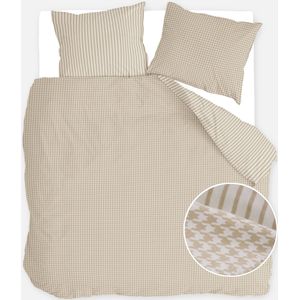 Walra - Dekbedovertrek Cozy Blocks - Zand - 200x220 cm - Lits-jumeaux - 100% Flanel Katoen