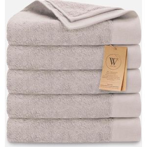 Walra Handdoekset Remade Cotton 50x100 set van 5 stuks - Zand - 70% gerecycled Katoen / 30% Katoen 550 gr/m²