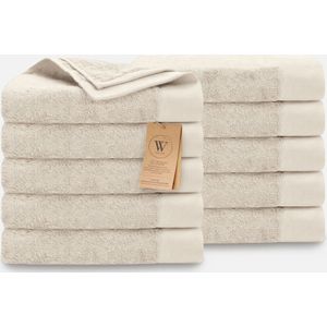 Walra Handdoekset Remade Cotton 60x110 set van 10 stuks - Beige - 70% gerecycled Katoen / 30% Katoen 550 gr/m²