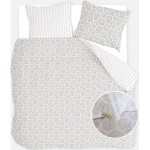 Walra Dekbedovertrek Vintage Memory Grijs - 240x220 cm - Lits-jumeaux - Dubbele doorlopende instopstrook - 100% Renforcé katoen