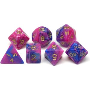 Dobbelstenen Toxic Paars/Blauw 7 ass zak(Let op! Per Stuk!)