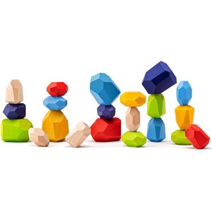 Woody Stenen Balance Spel 91350 - Houten Balansspel voor Kinderen vanaf 3 jaar - Stapel zoveel mogelijk stenen zonder omvallen!