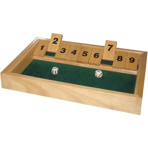 HOT Games Shut the Box DobbelSpel Klein 28x20x3cm - Leuk Spel met 9 Klapcijfers