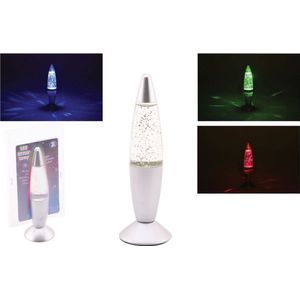 JohnToy Lavalamp Met Glitters - Meerdere Kleuren - 19 cm Zilver