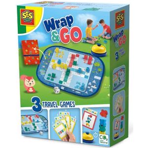 SES Wrap&Go 3-in-1 Reisspellen - Groot speelbord - Houten onderdelen - Leeftijd vanaf 4 jaar