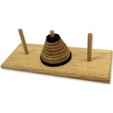 HOT Games Toren van Hanoi Rubberwood - Veeleisend denkspel voor één persoon - 9 schijven - Afmeting 22 x 8 cm