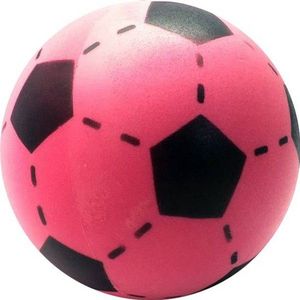 Softbal foam - voetbal print - roze - zacht - 20 cm