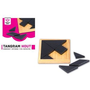 Longfield Games Tangram houten bordspel in doosje 13x13cm