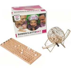 Longfield Bingo-Lotto Set Compleet | Geschikt voor 3+ spelers | Met 90 ballen en houten controlebord