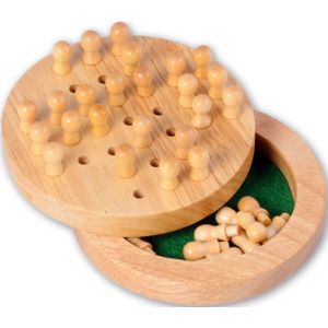 Engelhart Houten Solitair Klein - Geschikt voor Reizen - Inclusief 33 Houten Pegs - Diameter 12 cm