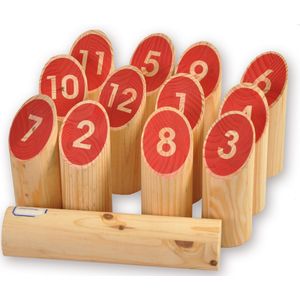 Number Kubb Dennenhout - Scandinavisch werpspel voor het hele gezin - Geschikt vanaf 4 jaar - Afmetingen Kubbs 5.5 x 5.5 x 15 cm - HOT Games