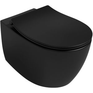 ISVEA Sentimenti MAT ZWART Wc Toilet Hangend Wit Inclusief Softclose Toiletbril