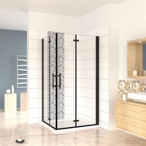 Douchecabine Rechthoek Black Poppy 110x120 Dubbele Vouwdeur 6mm Helder Glas Antikalk Mat Zwart