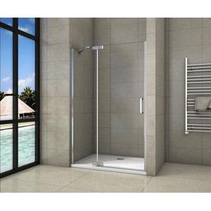 Douchedeur Mallow Nisdeur 90X200 Draaideur Met Vaste Wand 8Mm Helder Glas Antikalk Chroom Links
