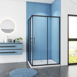 Douchecabine Rechthoek Ixia Zwart 100x90x195 Hoekinstap 6Mm Helder Glas Antikalk Mat Zwart