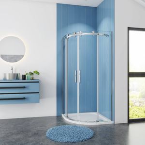Douchecabine Kwartrond Cynthia - 90x90x195cm - Schuifdeur 6mm Helder Glas - Chroom