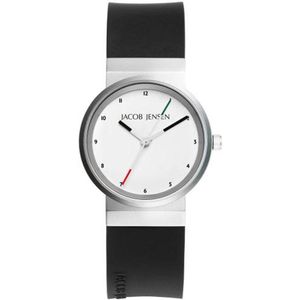 Jacob Jensen - 656 - Digitale Horloge - Grijs - Titanium - Zwart Siliconen Band