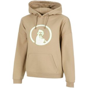 Quiet Please Wild Oversize Embroided Hoody Damen in beige, Größe: XL