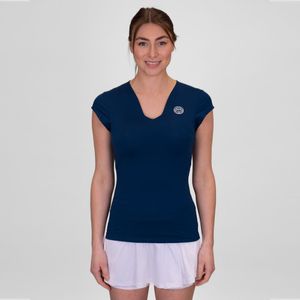 BIDI BADU Crew V-Neck T-Shirt Damen in dunkelblau, Größe: M