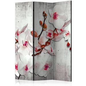 Vouwscherm / Kamerscherm - Orchidee op beton 135x172cm, gemonteerd geleverd  dubbelzijdig geprint