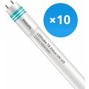Voordeelpak 10x Philips LED Buis T8 MASTER Value (UN) Ultra Output 23W 3700lm - 840 Koel Wit | 150cm - Vervangt 58W