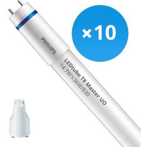 Voordeelpak 10x Philips LED Buis T8 MASTER (EM/Mains) Ultra Output 14.7W 2300lm - 830 Warm Wit | 120cm - Vervangt 36W