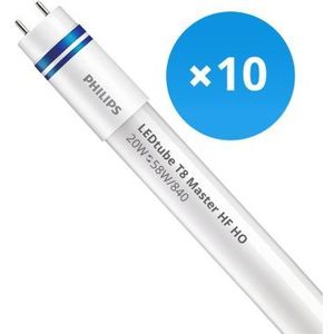 Voordeelpak 10x Philips LEDtube T8 MASTER (HF) High Output 20W 3100lm - 840 Koel Wit | 150cm - Dimbaar - Vervangt 58W