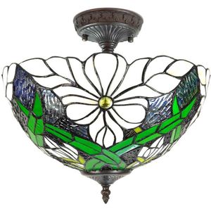 Lumi Lamp - Plafondlamp Tiffany Wit Groen