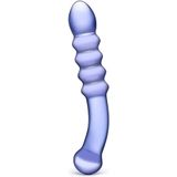 Glas - Purple Rain Ribbed Glazen Dildo