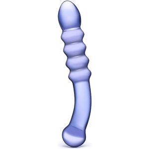 Gläs - Purple Rain Ribbed Glazen Dildo