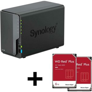 Synology DiskStation DS224+ 2 Einschübe NAS-Server Leergehäuse + 2x WD Red NAS 3.5"" HDD 6TB Festplatte