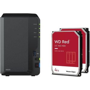 Synology DiskStation DS223 2 Einschübe NAS-Server Leergehäuse + 8TB (2x4TB) WD Red 40EFPX SATA 3.5"" HDD Festplatten
