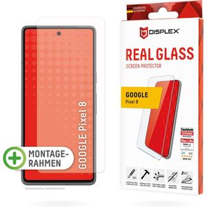 DISPLEX Panzerglas (10H, 2D) für Google Pixel 8, Eco-Montagerahmen, kratzer-resistent