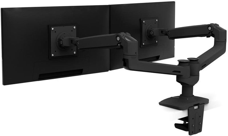 Ergotron LX Dual Monitorarm für zwei Monitore bis 68,58 cm 27 Zoll nebeneinander Tischhalterung schwarzmatt