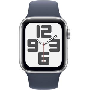 0 Apple Watch SE (GPS + Cellular) 40mm Aluminiumgehäuse silber, Sportband sturmblau (Größe S/M)