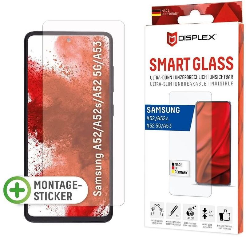 DISPLEX Smart Glass Displayschutzfolie für Samsung Galaxy A52/ A52S/ A52 5G/ A53 5G