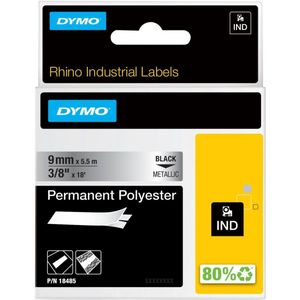 DYMO® Original IND-Schriftband für Rhino, Permanent Polyester - schwarz auf metallic