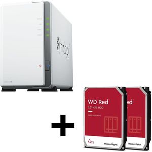 Synology DiskStation DS223J 2 Einschübe NAS-Server Leergehäuse + 8TB (2x4TB) WD Red 40EFPX SATA 3.5"" HDD Festplatten