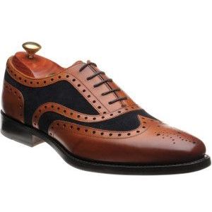 Barker Keiran two-tone hybrid-soled brogues in Cedar Calf and Navy Suede