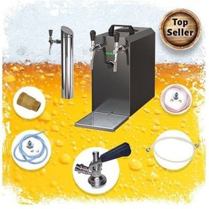 Untertheken Komplett Set - Zapfanlage STREAM 50K mit Luftpumpe Bierkoffer, Bierzapfanlage, Durchlaufkühler 2-leitig Trockenkühler, bis zu 55 Liter/h - BLACK EDITION, Zapfkopf:Kombi,Zapfkopf 2:KeyKeg