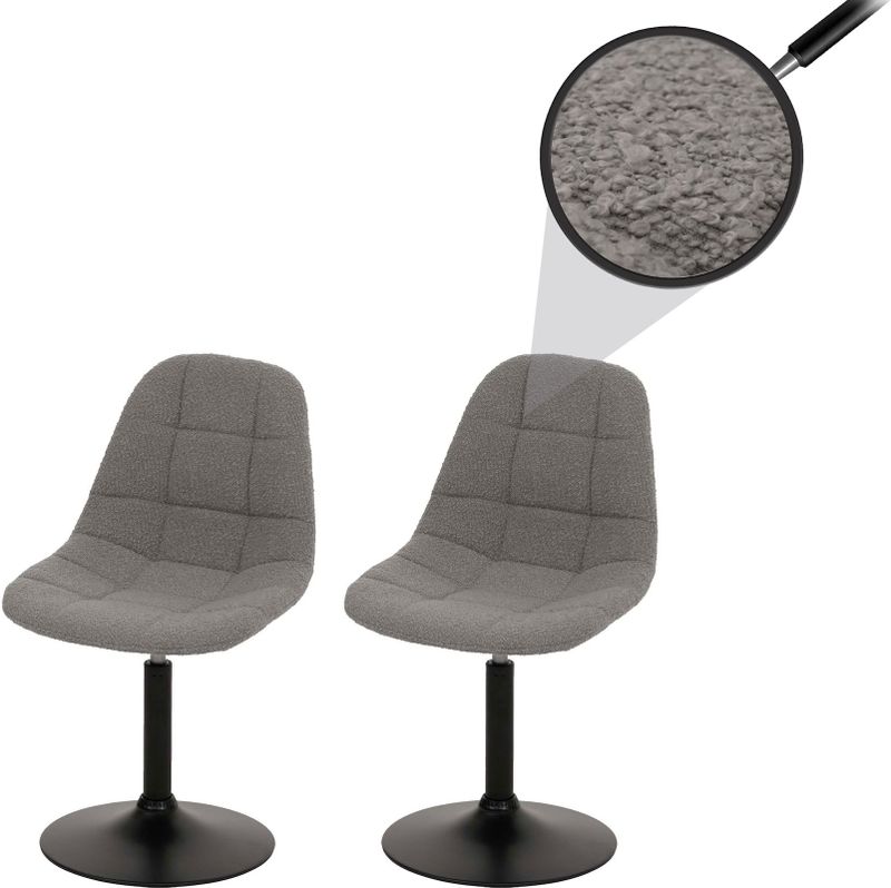 2er-Set Esszimmerstuhl MCW-A60, Küchenstuhl Stuhl Drehstuhl, Stahl MVG Stoff/Textil Bouclé (450g/m²) ~ grau