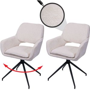 2er-Set Esszimmerstuhl MCW-N74, Küchenstuhl, drehbar Auto-Return, Stoff Chenille (490g/m²) Öko-Tex ~ creme
